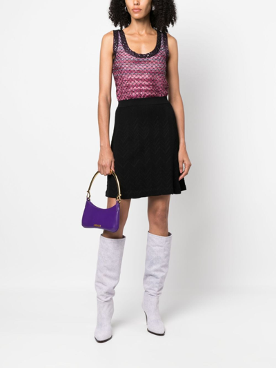 Shop Missoni Zigzag Crochet-knit Skirt In Black