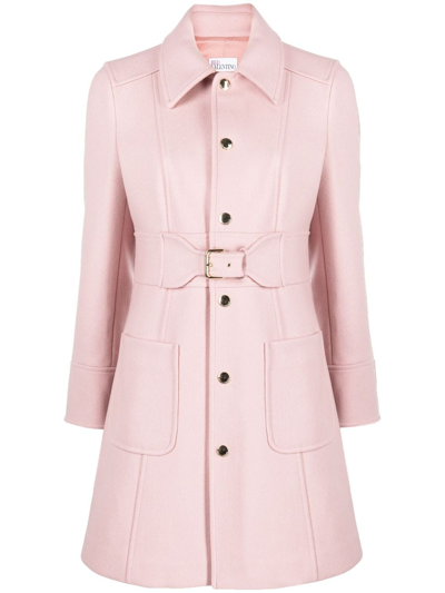 Shop Red Valentino Belted Midi Coat In Pink