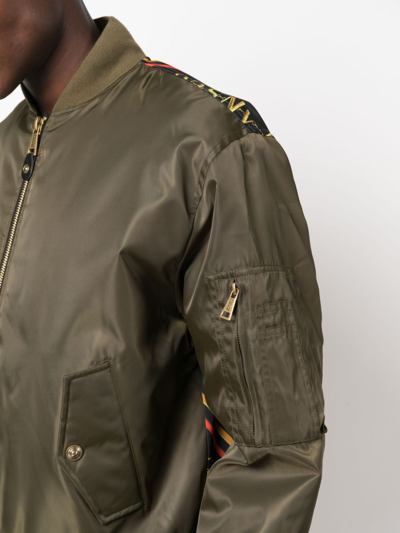 Versace Jeans Couture Logo-print Zip-fastening Bomber Jacket In Green