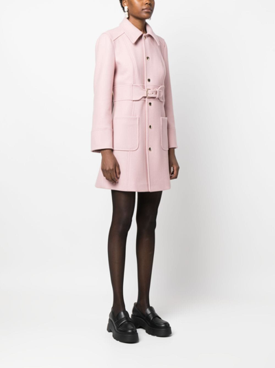 Shop Red Valentino Belted Midi Coat In Pink