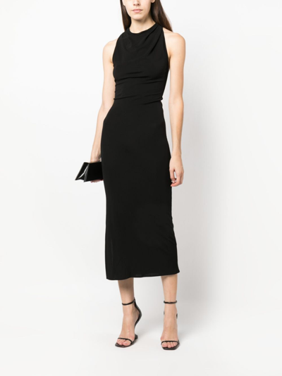 Shop Helmut Lang Twisted-racerback Lightweight Midi Dress In Black