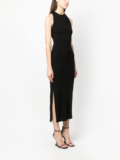 Shop Helmut Lang Twisted-racerback Lightweight Midi Dress In Black