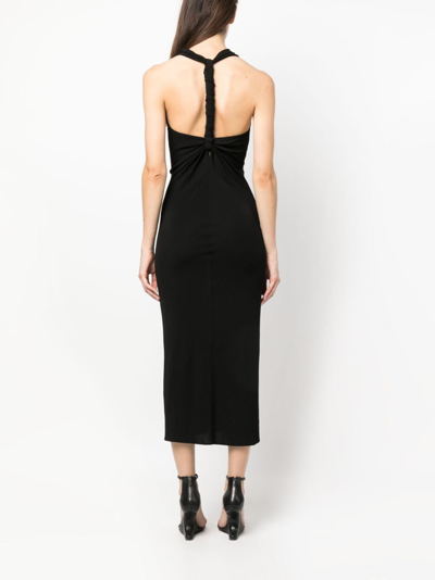 Shop Helmut Lang Twisted-racerback Lightweight Midi Dress In Black