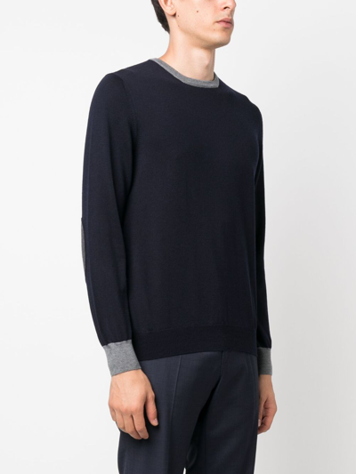 Shop Fay Elbow-patch Knitted Jumper In Blue