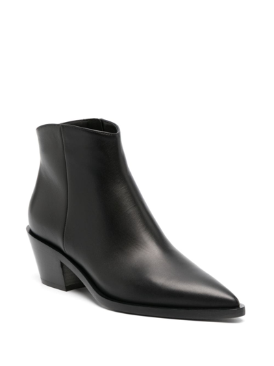 Shop Gianvito Rossi 60mm Pointed-toe Leather Boots In Black