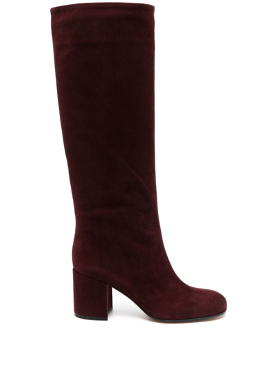 Shop Gianvito Rossi 75mm Round-toe Suede Boots In Red