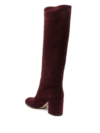 Shop Gianvito Rossi 75mm Round-toe Suede Boots In Red