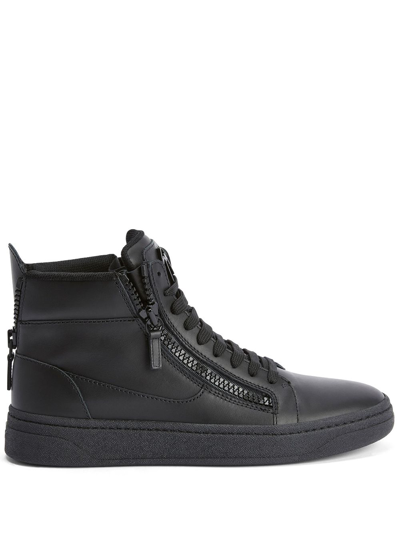 Shop Giuseppe Zanotti Gz 94 Leather Sneakers In Black