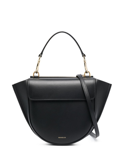 Shop Wandler Logo-print Leather Tote Bag In Black