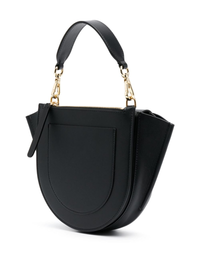 Shop Wandler Mini Hortensia Leather Tote Bag In Black