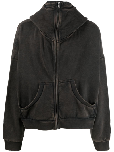Cropped zip-up cotton hoodie in brown - Entire Studios