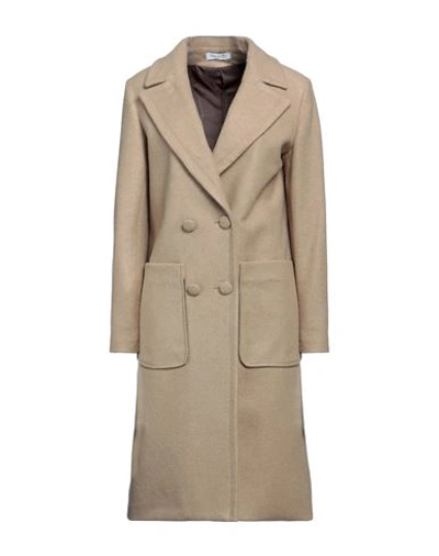 Shop Yes London Woman Coat Beige Size 8 Acrylic, Polyamide