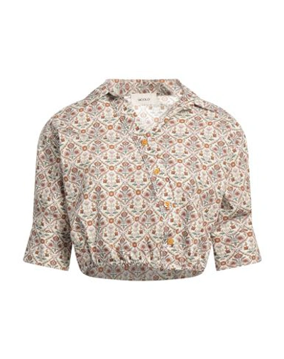Shop Vicolo Woman Shirt Beige Size S Cotton