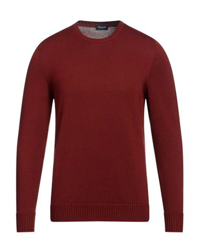 Drumohr Man Sweater Brown Size 46 Merino Wool In Brown