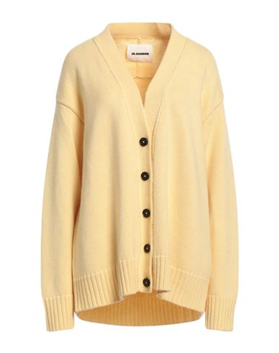 Shop Jil Sander Woman Cardigan Light Yellow Size 8 Cashmere, Cotton, Polyester