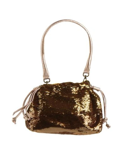 Shop Corsia Woman Handbag Bronze Size - Textile Fibers, Soft Leather In Yellow