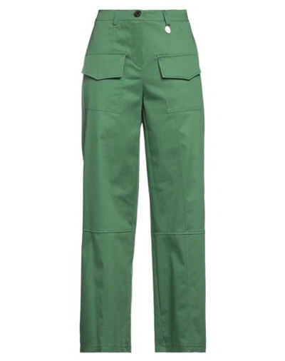 Shop Berna Woman Pants Green Size S Cotton, Elastane