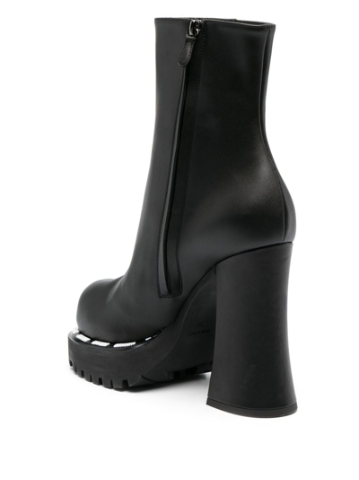Shop Moschino 160mm Platform Leather Boots In Black