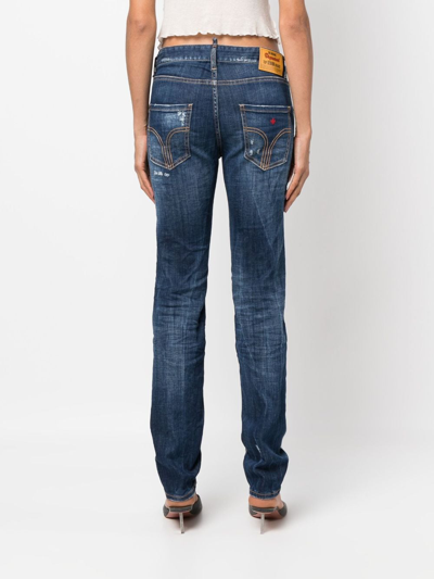 Shop Dsquared2 24/7 Distressed Skinny Jeans In Blue