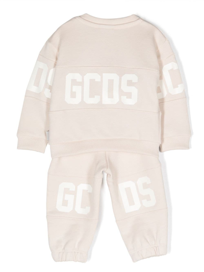 Shop Gcds Logo-print Cotton Tracksuit In Neutrals