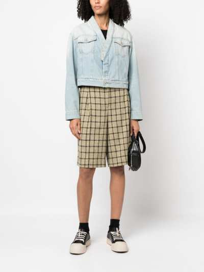 Kenzo Faded-effect Cropped Denim Jacket In Blue