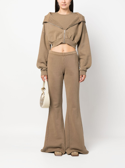 Entire Studios Khaki Cropped Hoodie In Brown