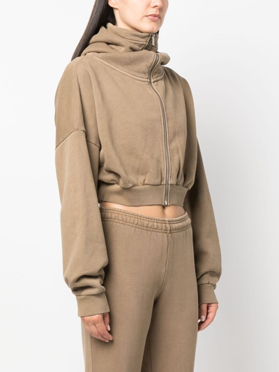 Entire Studios Khaki Cropped Hoodie In Brown