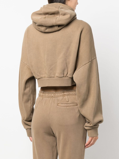 Entire Studios Khaki Cropped Hoodie In Brown