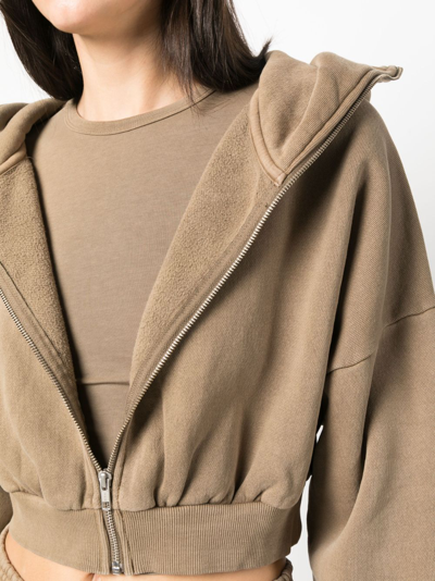 Shop Entire Studios Stand-up Collar Zip-up Hoodie In Brown