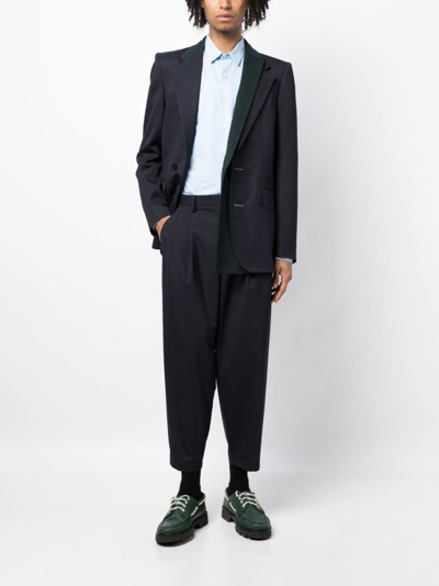 Shop Kolor Cropped Tapered Trousers In Blue