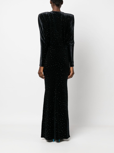 Shop Alexandre Vauthier Rhinestone-embellished Plunge Dress In Black