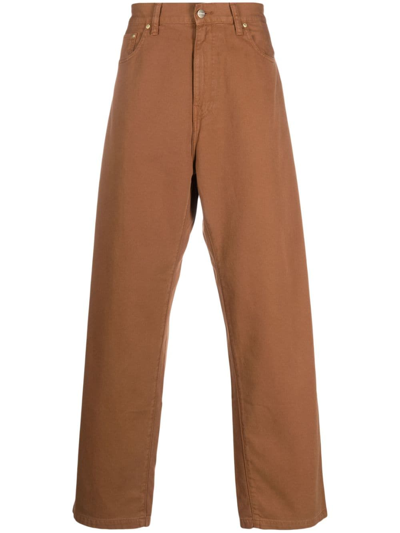 Shop Carhartt Straight-leg Cotton Trousers In Brown