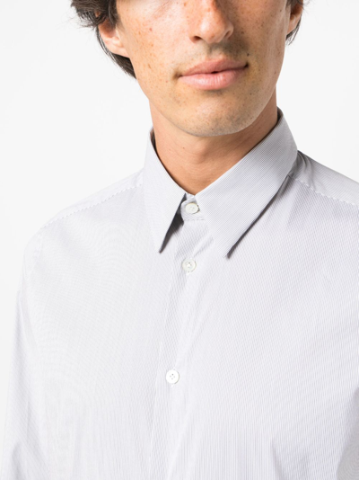 Shop Lanvin Striped Cotton-blend Shirt In White