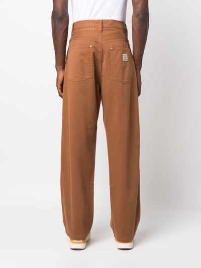 Shop Carhartt Straight-leg Cotton Trousers In Brown