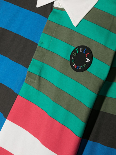 Shop Stella Mccartney Colour-block Striped Polo Shirt In Blue