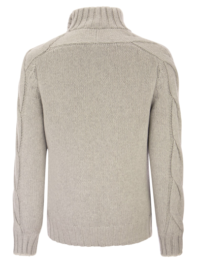 Shop Brunello Cucinelli Cashmere Knit Outerwear With Down Filling In Grey
