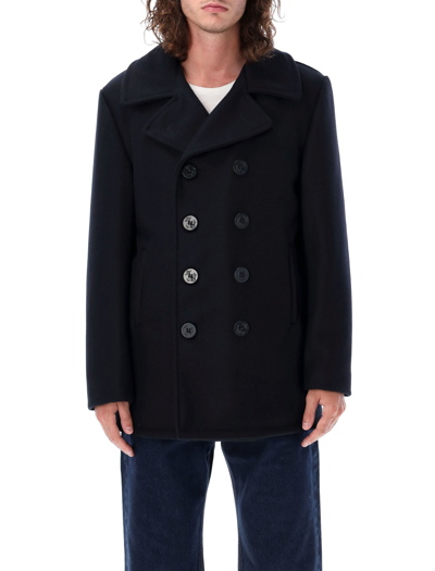 Shop Schott Slim Fit Peacoat In Dark Navy