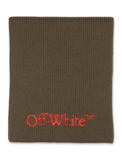 Shop Off-white Bookish Knit Scarf In Army Green