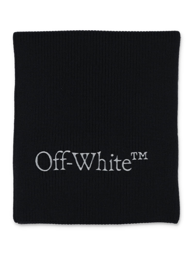 Shop Off-white Bookish Knit Scarf In Black/silver
