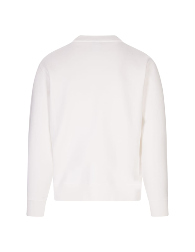 Shop Autry White Crewneck Sweatshirt With Embroidered Logo In Bianco
