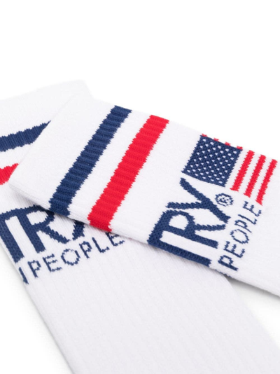 Shop Autry White Socks With Logo In Bianco