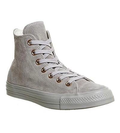 Shop Converse All Star Hi Suede Sneakers In Ash Grey Rose Gold