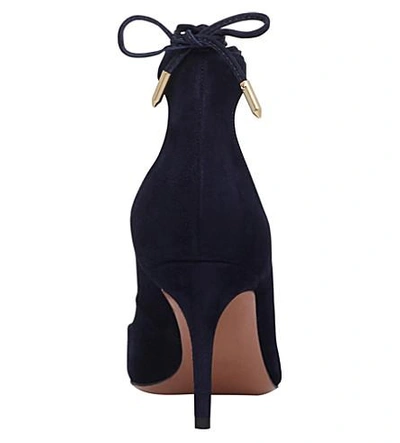 Shop Aquazzura Christy 75 Suede Courts In Navy