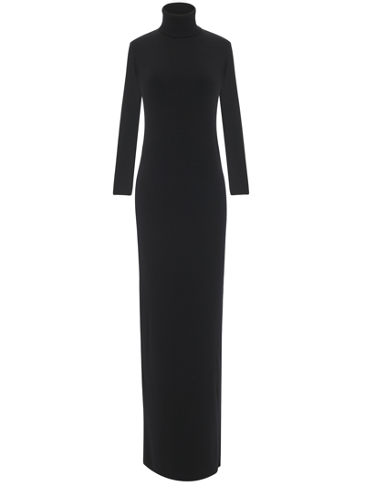 Shop Saint Laurent Long Dress In Wool In Black