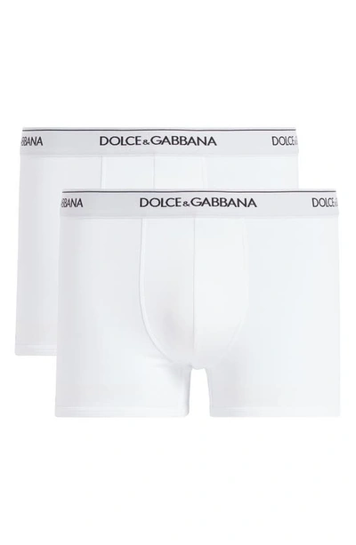 Shop Dolce & Gabbana 2-pack Logo Waist Boxer Briefs In White