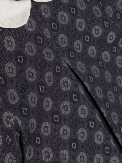 Shop Gucci Monogram-pattern Linen Dress In Blue