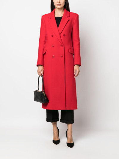 Shop Patrizia Pepe Virgin Wool-blend Coat In Red