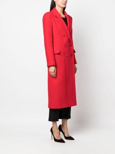 Shop Patrizia Pepe Virgin Wool-blend Coat In Red