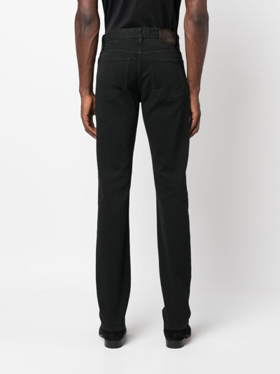 Shop Brioni Slim-cut Cotton Jeans In Black