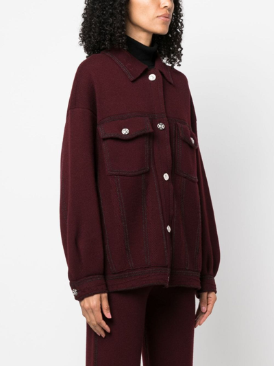 Shop Barrie Cotton-cashmere Denim-effect Jacket In Red